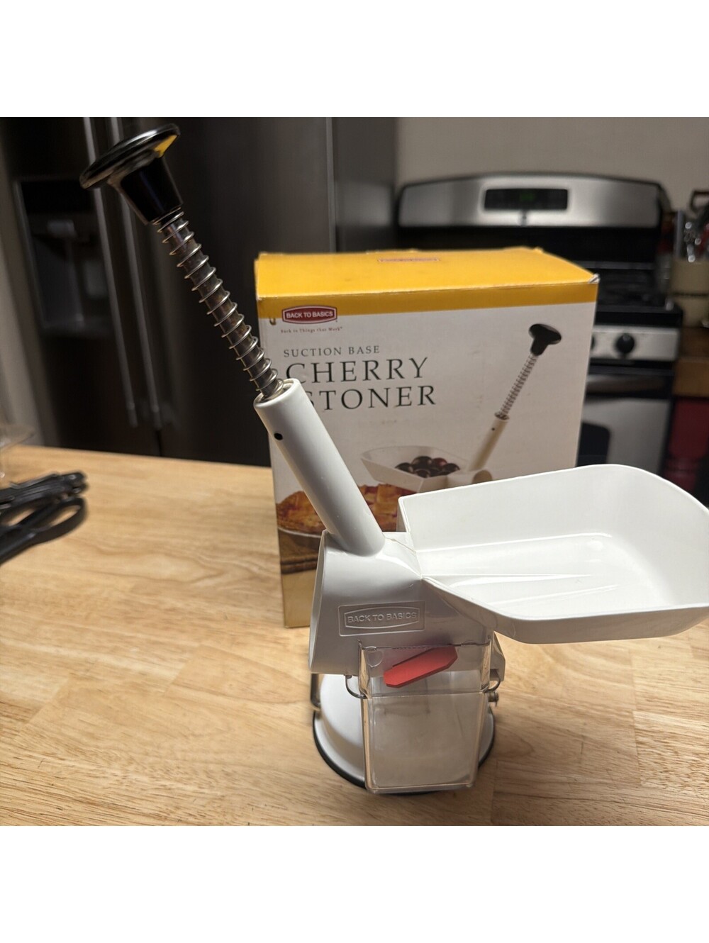 Cherry Stoner Back To Basics Suction Base Pit Your Fruit Spring-loaded Plunger